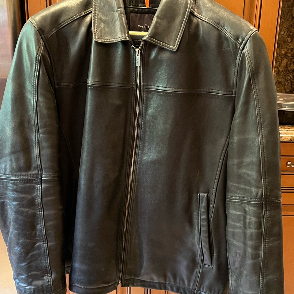 Cole Haan Black Lambskin Leather Jacket